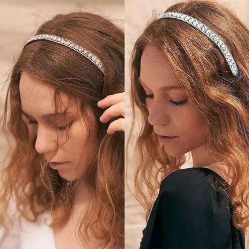 FASOTY Gold Champagne Rhinestone Headband Sparkly Crystal Hair Hoop