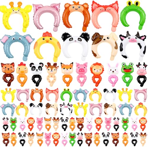 Libima 120 Pcs Inflatable Animal Headbands & Wristbands Party Set - Assorted Styles