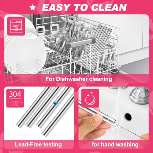 4-Pack Stainless Steel Replacement Straws for Simple Modern 14oz Kids Bottle