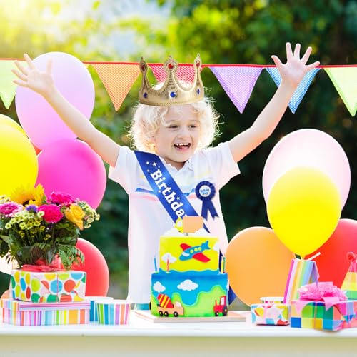 Birthday Boy Sash and King Crown Hat Party Set