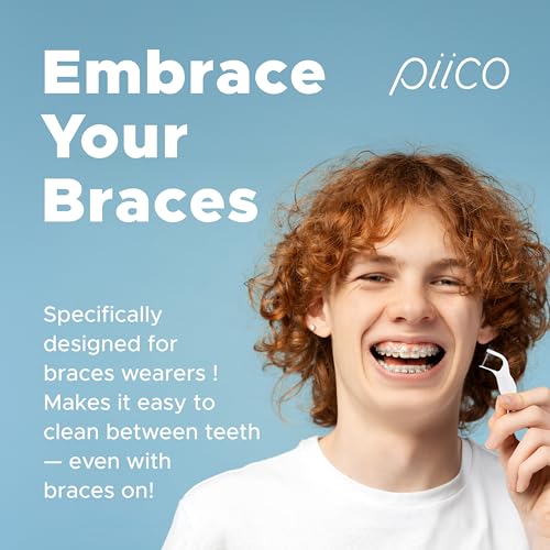 Piico Orthodontic Floss Picks for Braces - Shred-Resistant 50 Count