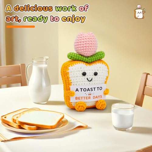Handmade Crochet Toast with Uplifting Card | Emotional Support Gift