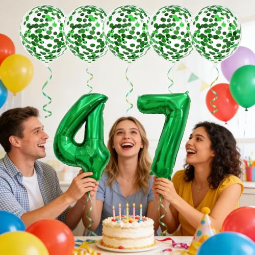 Green 32" Foil Balloons Set for 47th Birthday & Anniversaries