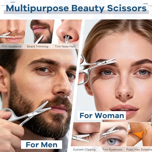 Hdama Safety Nose Hair Scissors with Blunt Tip for Facial Grooming