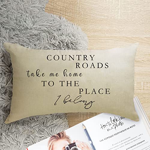 Country Roads Take Me Home Christmas Decorative Pillow Cover 20" x 12"