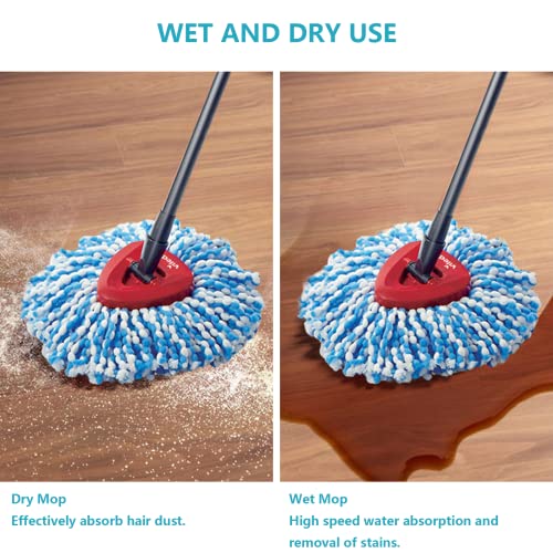 Microfiber Spin Mop Replacement Heads for O-Ceda 2-Tank System - 4 Pack (Blue)