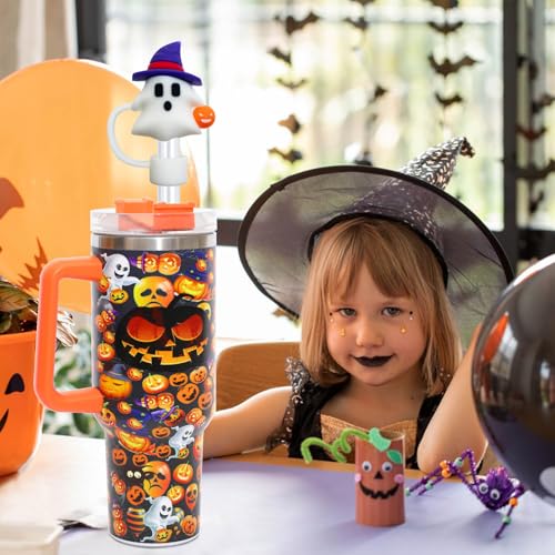 Halloween Ghost Silicone Straw Cover Caps for Stanley Cups - 4PCS