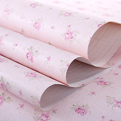 Self-Adhesive Pink Floral Shelf Liner - 17.7" x 78.7" Decorative Contact Paper