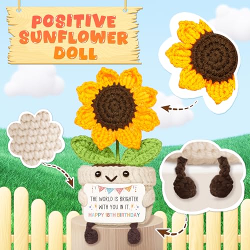 Handmade Sunflower Crochet 18th Birthday Gift for Girls