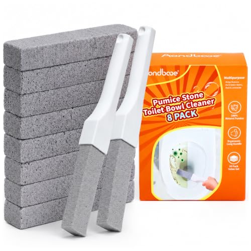 Pumice Stone Toilet Bowl Cleaner - 8 Pack with 2 Handles