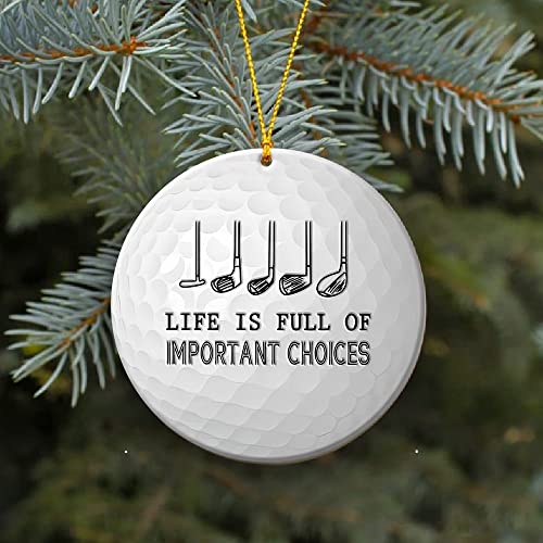 Golf Ornament - Ceramic Christmas Tree Decoration & Car Accessory