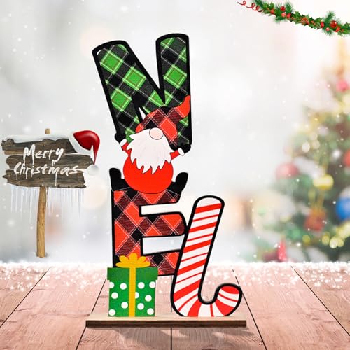 Wooden Christmas Centerpiece Signs Gnome Table Decorations 2Pcs