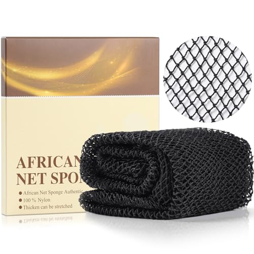 Gemsanva Authentic African Exfoliating Body Bath Net Sponge Black