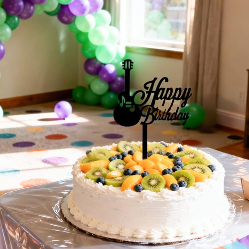 Black Bass Happy Birthday Cake Topper - Music Theme Decoration