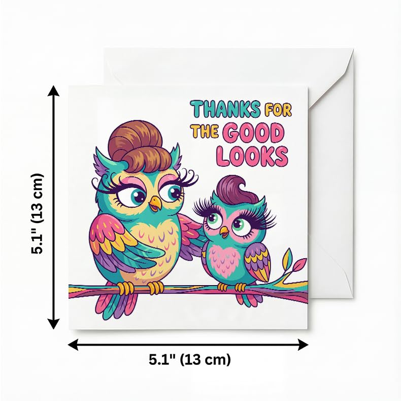 Funny Thank You Cards for Parents with Envelopes - 5.1 Inch Square