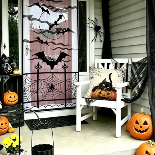 RABUSOFA Halloween Pillow Covers 18x18 Black Cat & Pumpkin