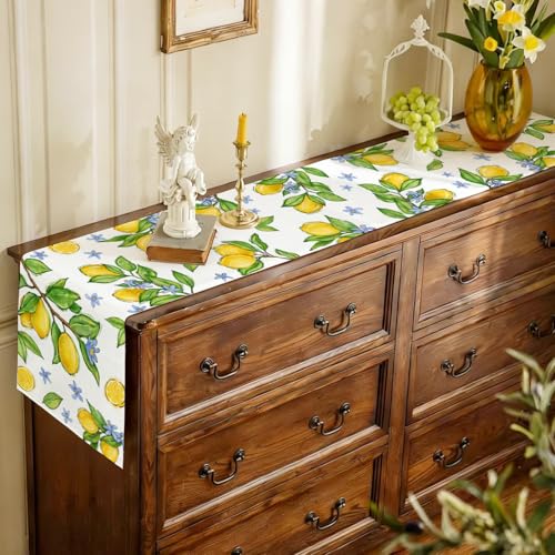 Lemon Fruit Table Runner 13x36 Inch - Burlap Floral Decor