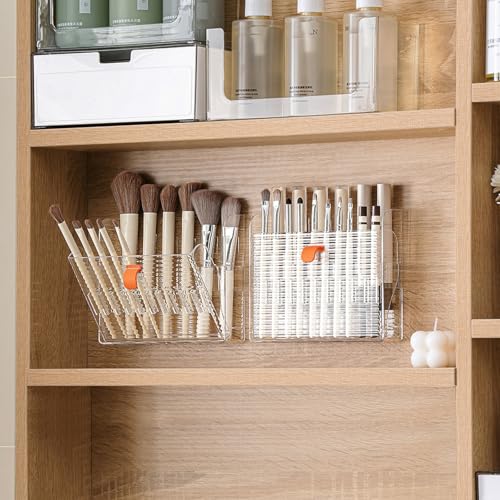 Clear Wall-Mounted Makeup Organizer with 16 Slots - MORNITE