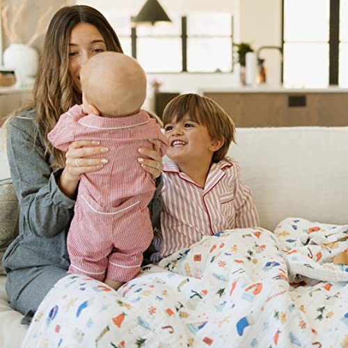 Little Unicorn Premium Quilted Throw Blanket - Christmas Time 60x72 Inches, Super Soft Multi-Layer Muslin for Kids & Families