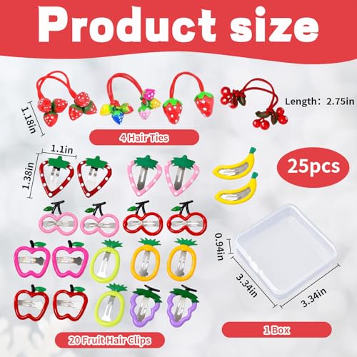 25-Piece Strawberry & Fruit Hair Accessories Set with Storage Box