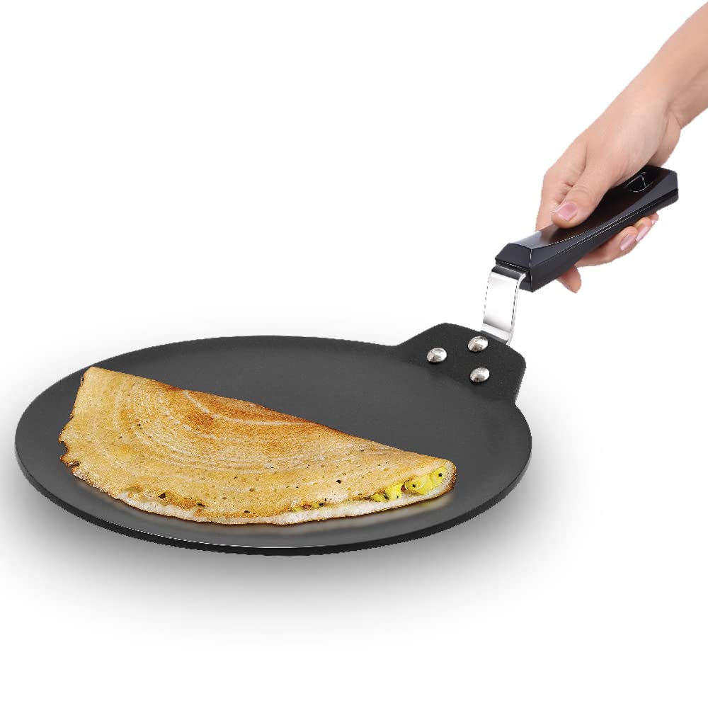 HAWKINS Futura 28 cm Dosa Tava, Non Stick Dosa Tawa, Induction Dosa Tawa, Black (INDT28)