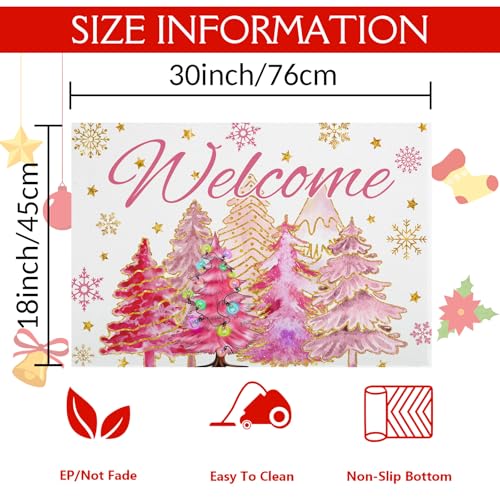 Merry Christmas Welcome Mat - Non-Slip Doormat for Home & Patio