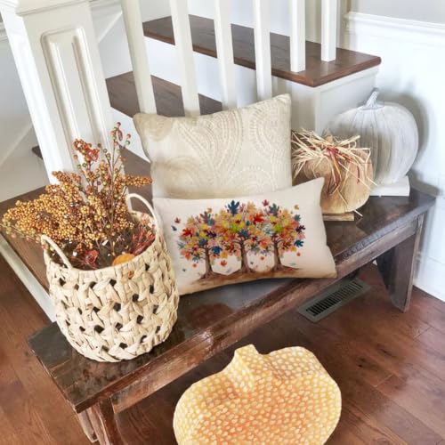 Dark Blue Maple Leaf Fall Pillow Cover 12x20 Inch - Pack of 1