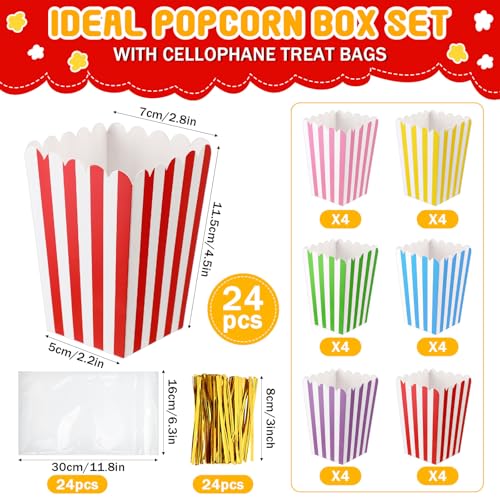 24-Piece Mini Popcorn Boxes and Treat Bag Set for Parties