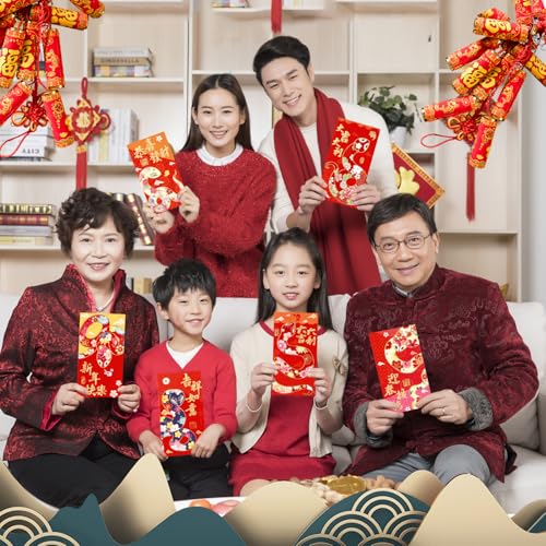 2025 Chinese New Year Red Envelopes - 24 Pack with 6 Designs