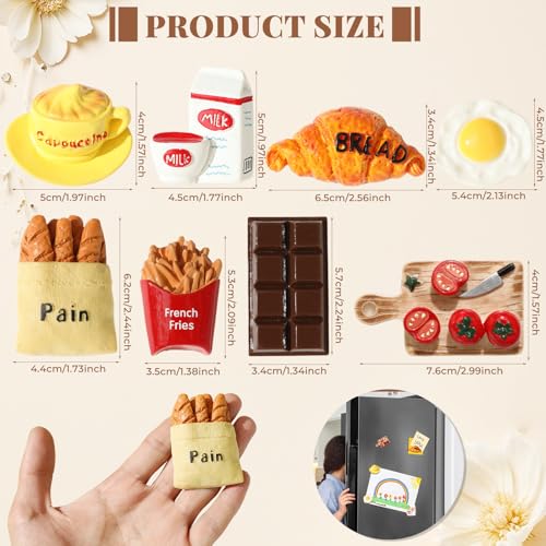 8-Piece Cute Food Fridge Magnets - Decorative Kitchen & Locker Magnets