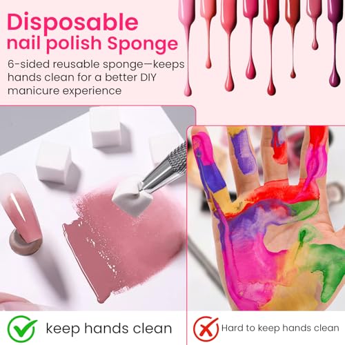 ESUOHYM 150 Pcs Nail Sponges with Grabber Pen for Ombre Blending Art