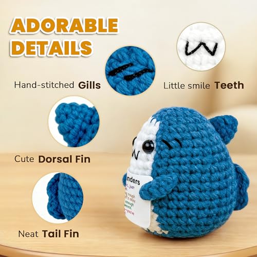 Positive Crochet Shark Plush – Emotional Comfort Reminders Gift