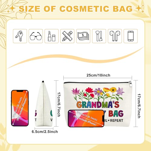 Grandma Makeup Bag Cotton Linen Travel Cosmetic Pouch Gift for Nana