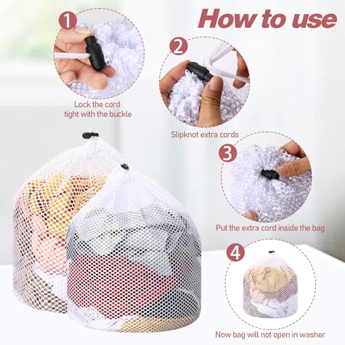 2-Pack Mesh Laundry Bags for Delicates - Machine Washable, 12x16 & 16x20 Inches