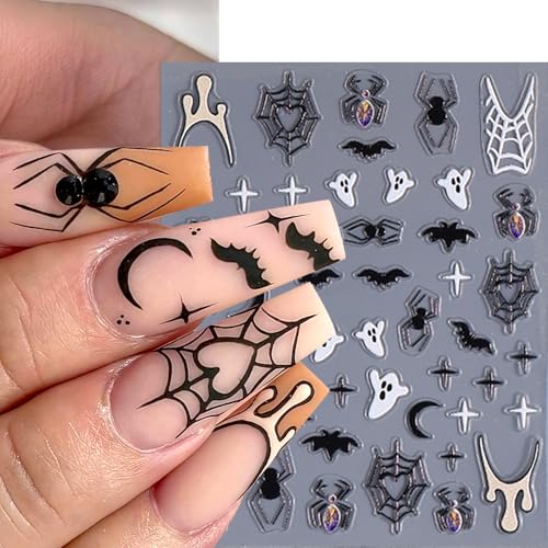 8 Sheets 5D Embossed Halloween Spider Skull Ghost Nail Art Stickers