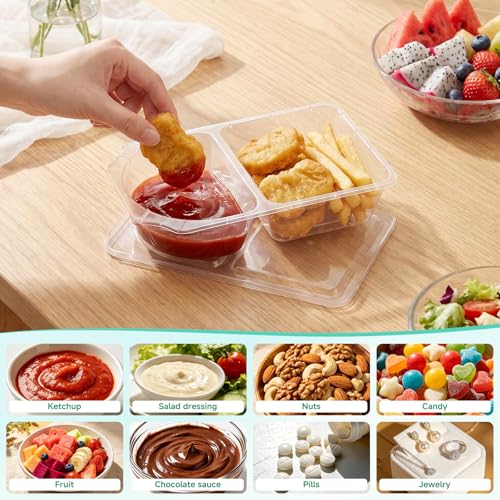 10-Pack 10oz Leakproof Snack Containers with Lids – 2 Compartment Meal Prep for Travel