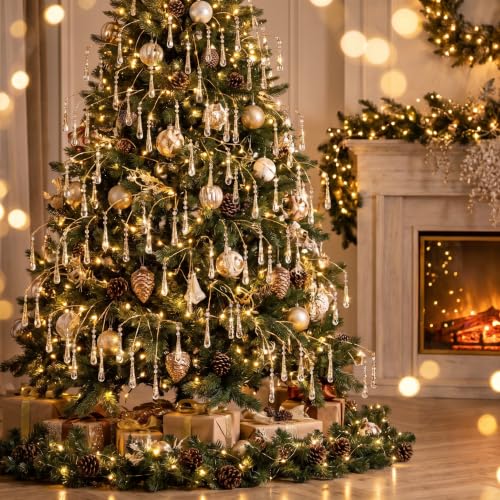 Gold Crystal Icicle Picks for Christmas Tree Decorations - Pendant Style