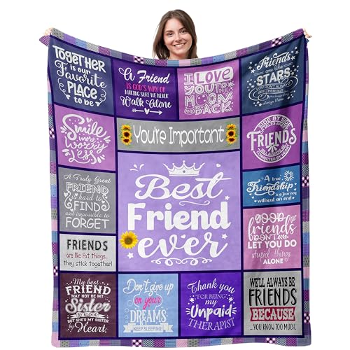 Cozy Best Friend Blanket Gift for Women, 60x50 Flannel Throw