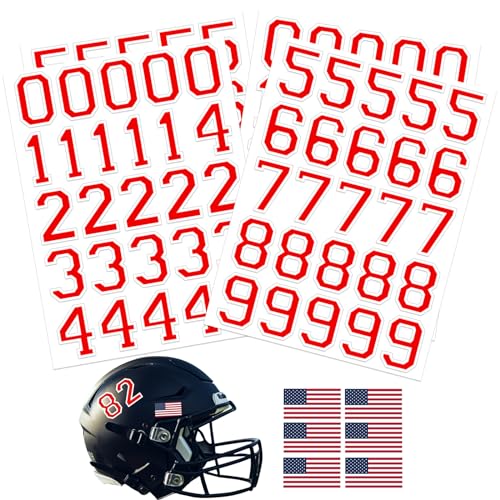 108 Pcs Waterproof Sports Helmet Number Stickers & American Flag Decals