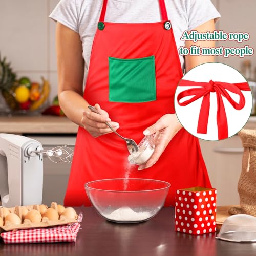 Christmas Elf Aprons and Headbands Set - Green and Red, Holiday Costume Accessories