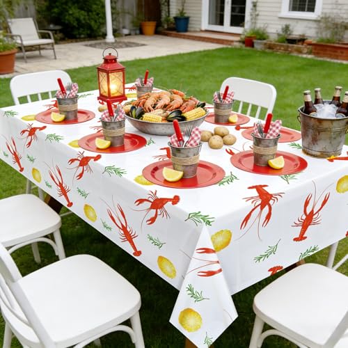 QUERICKY 4 Pack Crawfish Boil Plastic Tablecloths 87x51