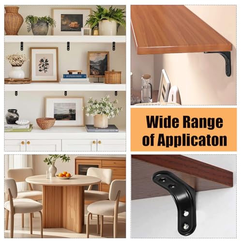 BokWin 2 Inch Black Steel L Brackets - 8 Pack Set