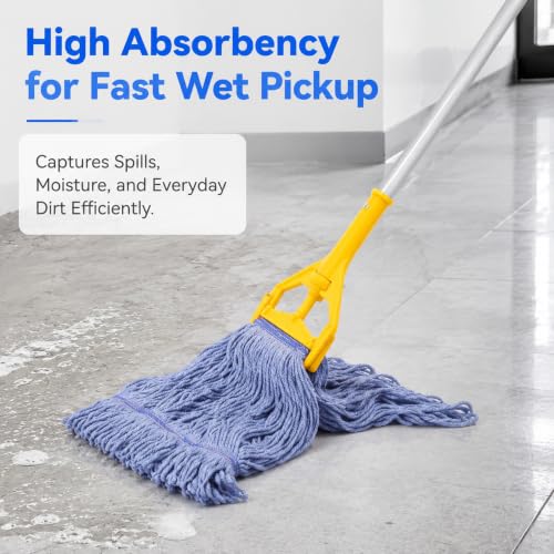 17 oz Commercial Mop Head Replacement - 2 Pack Blue Cotton Refills