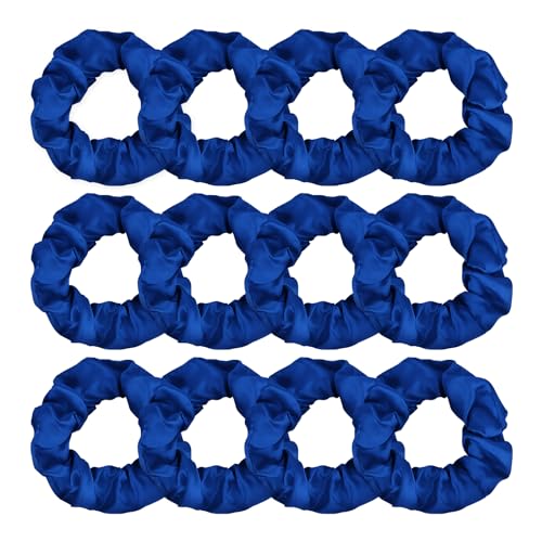 Jaciya Navy Blue Satin Hair Scrunchies 12-Pack Gentle Elastic Ties
