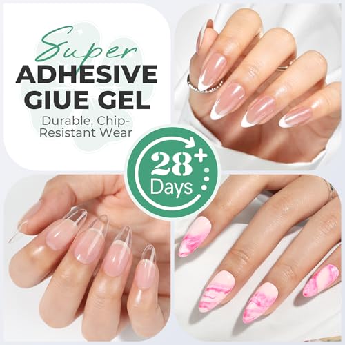 Luckyfairy 6-in-1 Nail Glue Gel for Acrylic False Nails, 15ml 2-Pack