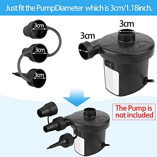 OIIKI 3-Set Universal Air Pump Replacement Nozzles - Black - 3 Sizes