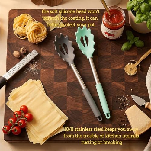 Silicone Pasta Fork Set - 2-Pack Heat Resistant 13.2" Server Spoons