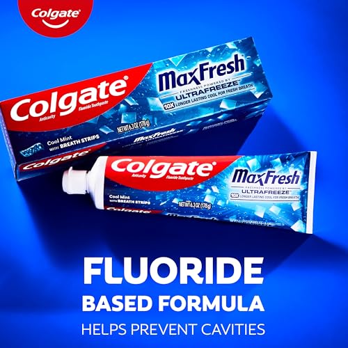 Colgate MaxFresh Fluoride Toothpaste Cool Mint 6.3 oz with Breath Strips