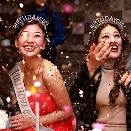 AOPRIE Rose Gold Birthday Girl Crown and Sash Rhinestone Tiara Headband