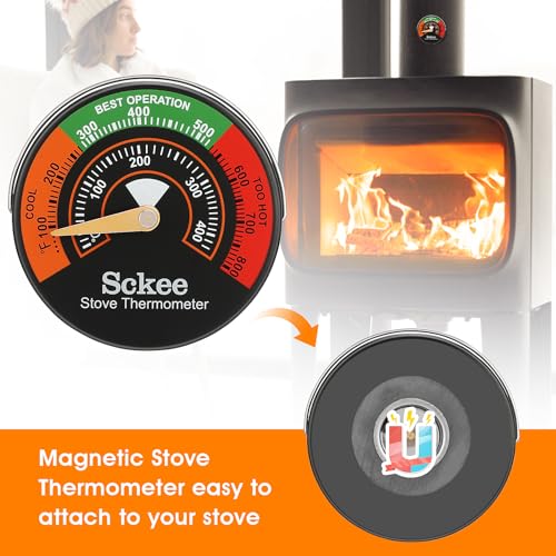Sckee Magnetic Stove Thermometer - 1PCS Wood & Pellet Stove Temp Gauge